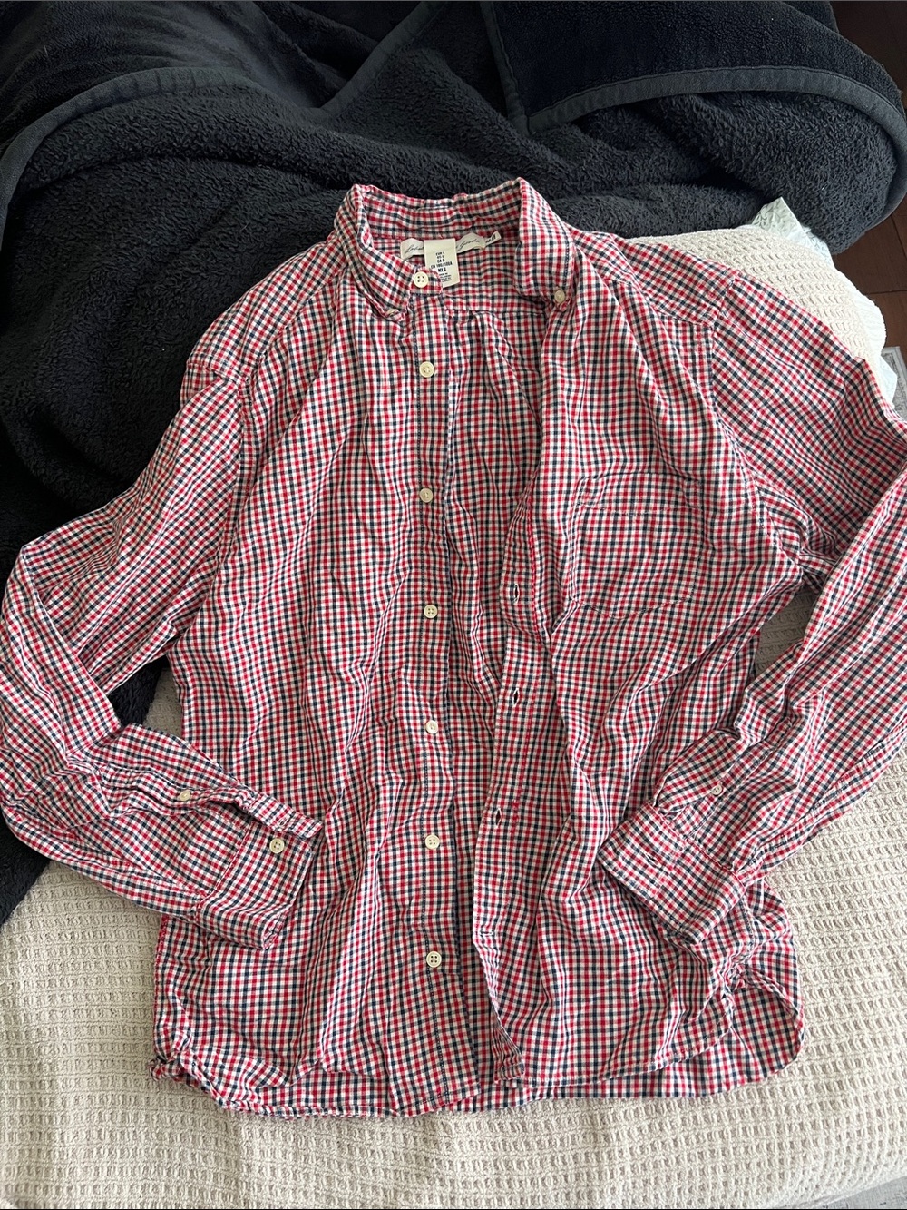 H&M Red and White Gingham Button-Down Shirt